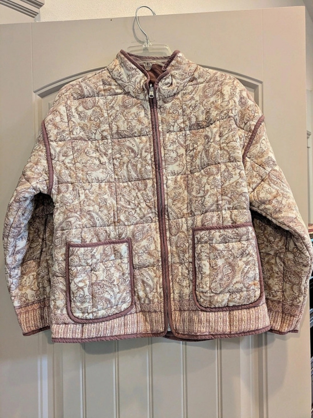 BlueB Paisley Quilted Jacket in Pink & Cream Size Medium